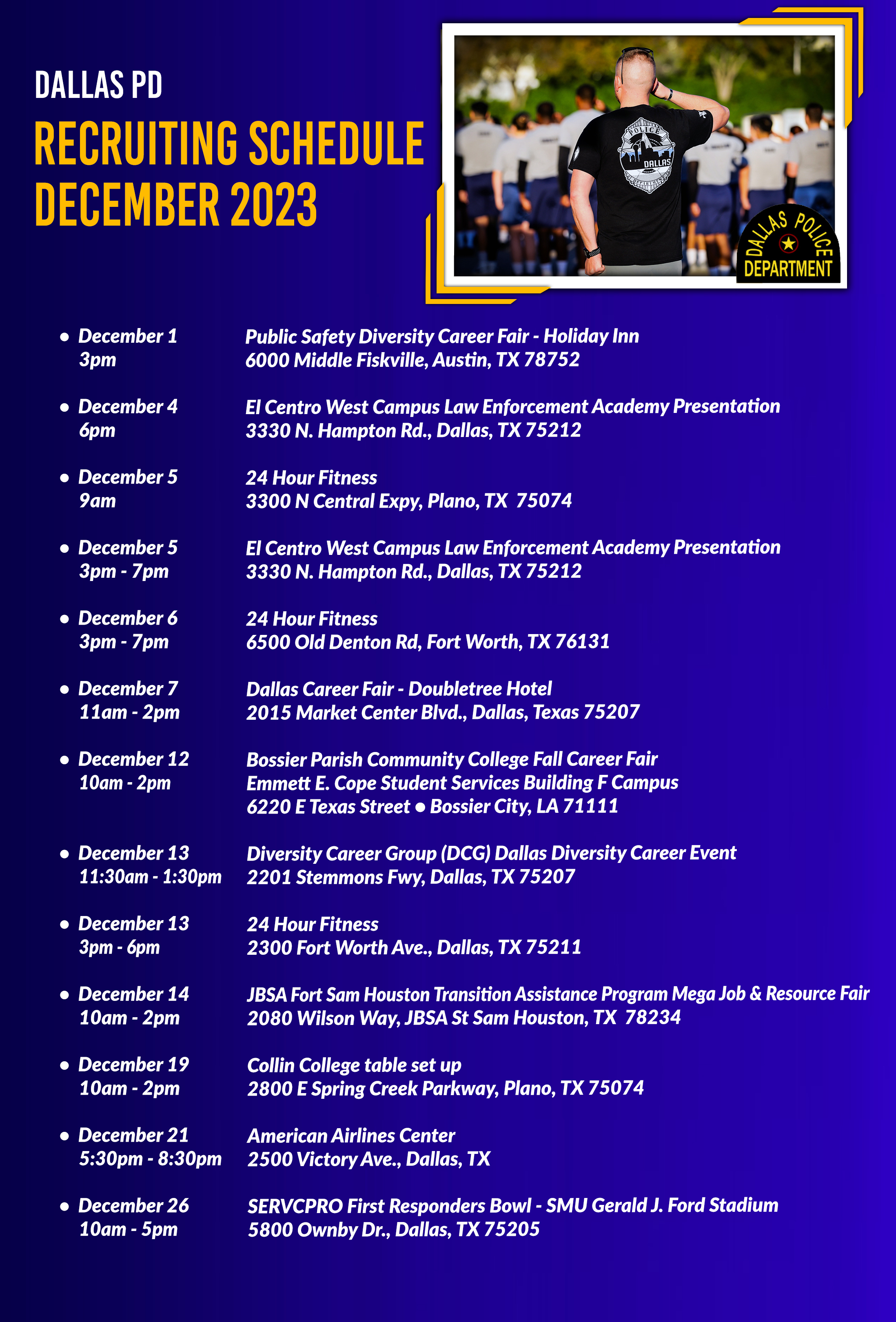 December 2023 schedule